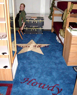 Inlayed Rug in Dorm Room